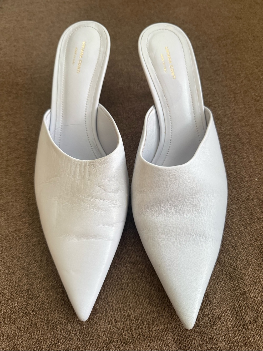 Pointed Toe light blue Leather Mules - Women
